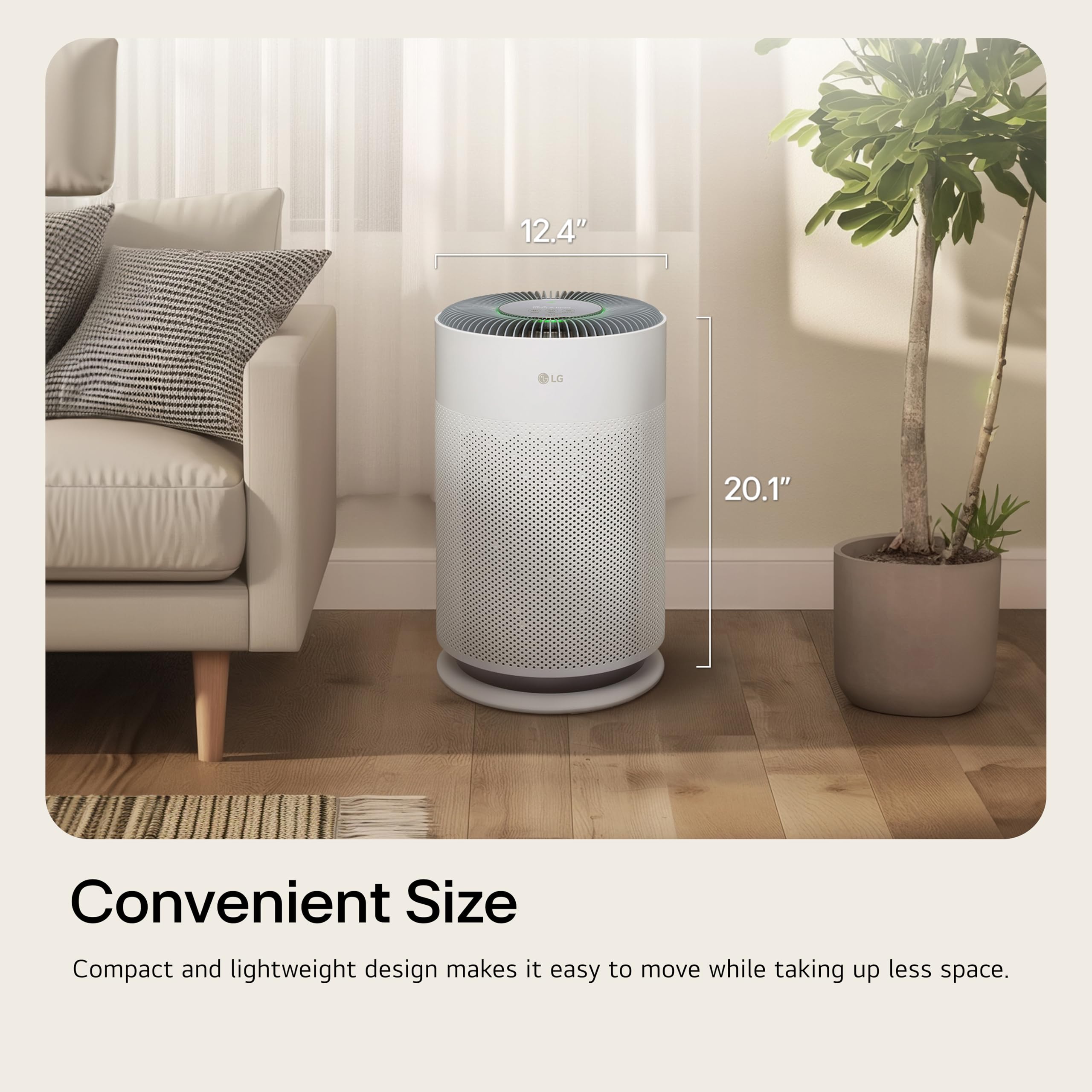 LG PuriCare 360 Air Purifiers for Home, Large and Small Room, Bedroom, Up to 2,059 ft² in 1 Hr with NanoFiber True HEPA Filter, 360 Degrees of Filtration, WiFi, Air Quality Monitor, Low Noise