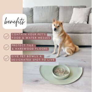 Should We Go? - Waterproof Silicone Pet Food Mat - Non-Slip, Spill-Proof Feeding Mats for Floors, Raised Edge Design, Easy-to-Clean, Durable Flexible Rubber Mat for Dog & Cat Bowls, Medium - Spruce