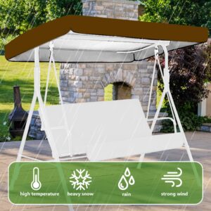 TOPofly Outdoor Swing Canopy Replacement, Swing Canopy Replacement, 75x47 Waterproof Swing Cover Replacement, Sunproof Outdoor Swing Cover for Garden Swing Chair Patio Hammock, Coffee