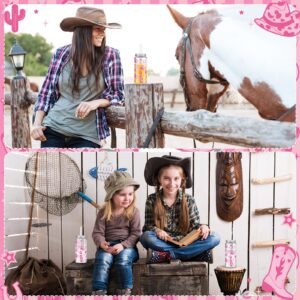 Qinyoung 24 Pcs Western Cowgirl Cowboy lPlastic Tumbler 14.2 oz Reusable Cups with Lids and Straws Beer Can Iced Coffee Cup for Preppy Party Decoration Women Cowgirl Gift(Pink)