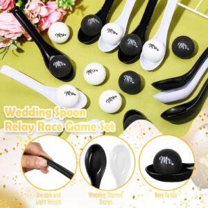 PullCrease 12 Pack Wedding Spoon Relay Race Toy Set for Boy Girl Adults, Wedding Games for Reception Team Bride Team Groom Ball and Spoon Race Game for Wedding Bachelorette Party After Party Supplies