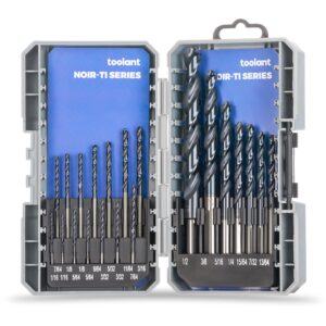 toolant cobalt drill bit set(pro) titanium aluminum nitride coated (tialn) with bullet point tip, 21-piece (1/16" - 1/2")