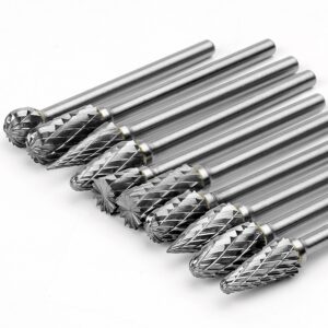 decymis carbide burr set compatible with dremel rotary 1/8"" shank 10pcs die grinder rotary tool rasp bits accessories for woodworking drilling metal carving engraving polishing double cut