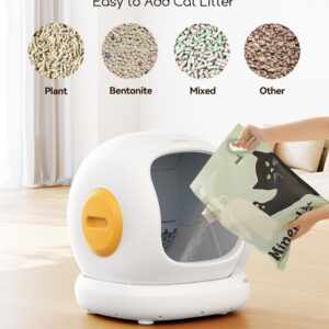 MeoWant Self-Cleaning Cat Litter Box, 75L Extra Large Open Automatic Cat Litter Box for Multi Cats, Integrated Safety Protection/APP Control/Odor Removal Smart Litter Box with Mat & Liner