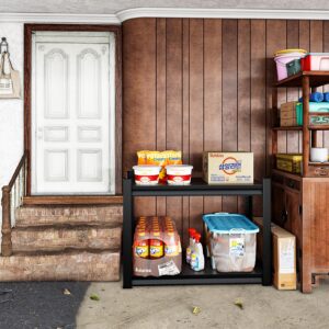 Rufokisa 40" W 2-Tier Garage Shelving Heavy Duty, 1000LBS Loads Garage Storage Shelves, Metal Shelving Units and Storage Racks, Industrial Utility Shelf Heavy Duty,40" Wx16 Dx36 H, Black