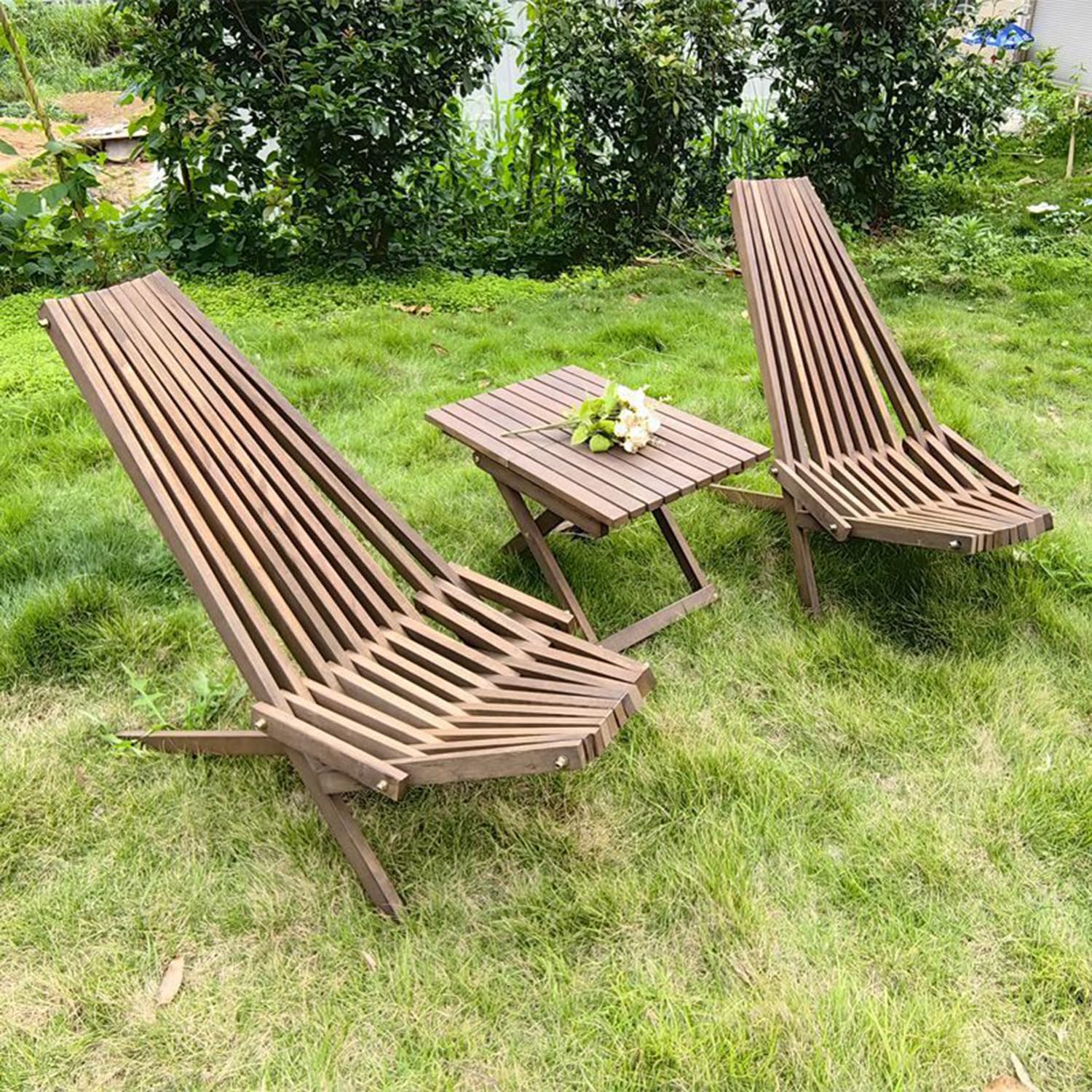 Generic Acacia Wood Folding Wooden Outdoor Chair -Stylish Low Profile Acacia Wood Lounge Chair for The Patio, Porch, Lawn, Garden or Home Furniture, Brown