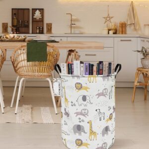 FANKANG Storage Basket, Nursery Hamper Canvas Laundry Basket Foldable with Waterproof PE Coating Large Storage Baskets for Kids Boys and Girls, Office, Bedroom, Clothes,Toys(Lovely Animals)