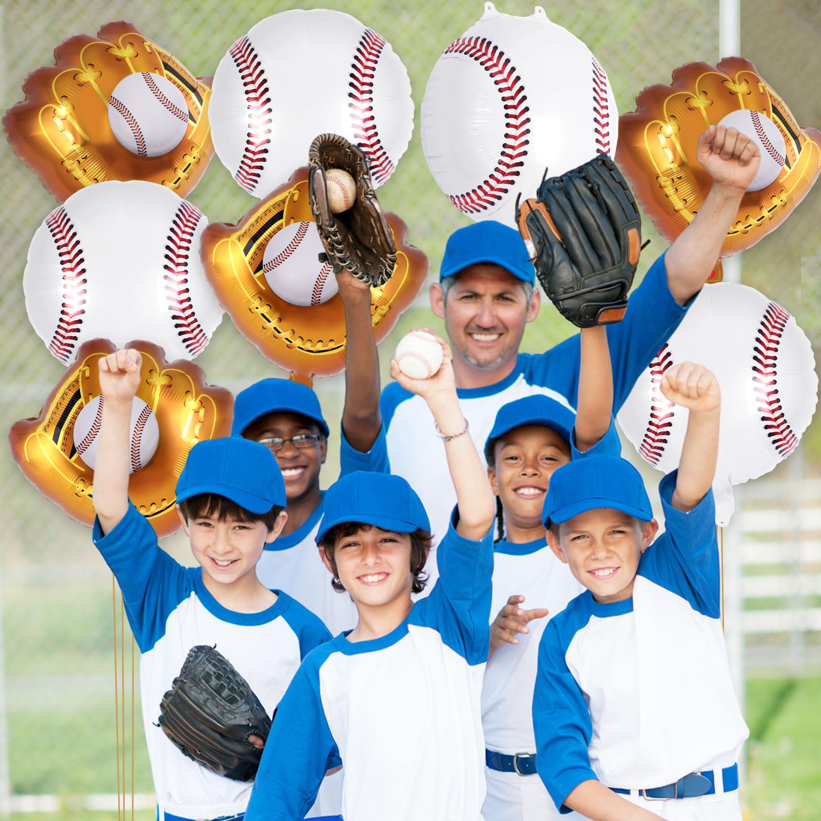 13 Pcs Baseball Balloons,20 Inch Baseball Glove Foil Mylar Balloons,Baseball Themed Party Supplies Sports Balloons for Sport Themed Birthdays Party Baby Shower Decorations