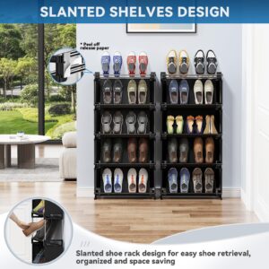 DEYILIAN Space Saving 5 Tier Shoe Rack,Sturdy Stainless Steel with Non Woven Fabric Plastic Connectors Holds up to 10 Pairs Men's Shoes for Entryway Narrow Spaces Behind Doors and Closet