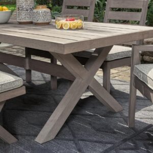 Signiture Design by Ashley Hillside Barn Outdoor Dining Table, 84" W x 42" D x 29" H, Dark Brown