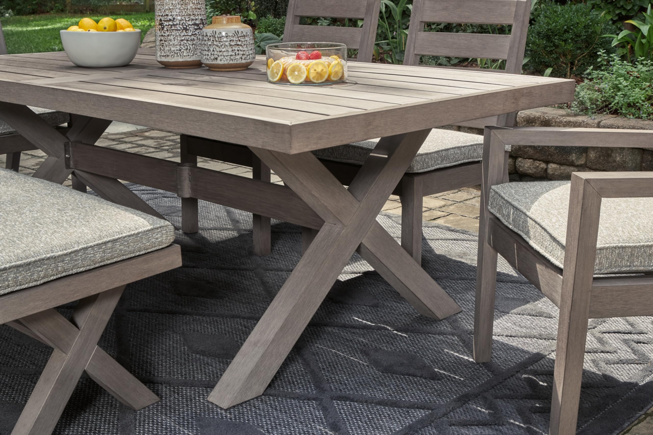 Signiture Design by Ashley Hillside Barn Outdoor Dining Table, 84" W x 42" D x 29" H, Dark Brown