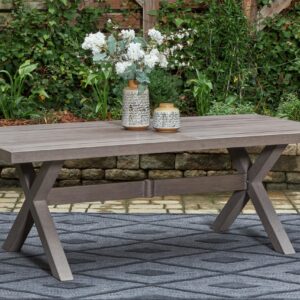 Signiture Design by Ashley Hillside Barn Outdoor Dining Table, 84" W x 42" D x 29" H, Dark Brown