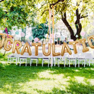 Endea Group Congratulations Banner Balloons 13 Inch Letters - Inflatable Foil Mylar - Celebrate for Graduations, Anniversaries, Weddings, Retirements 15pcs in Set (Gold)