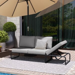 VredHom 6PCS Aluminum Outdoor Furniture Sets with Cushion Patio Sectional Sofas with Adjustable Backsest, Patio Conversation Set for Pool, Backyard, Garden, Light Gray