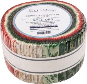 lunn studios artisan batiks joyful holidays roll up 40 2.5-inch strips robert kaufman ru-1254-40, assorted