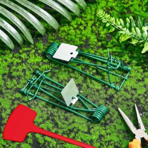 Qualirey 4 Pcs Outdoor Gopher Trap Easy to Set Mole Trap Weather Resistant Gopher Killer Vole Trap with Red T Type Labels for Lawn Garden Farm (Green)