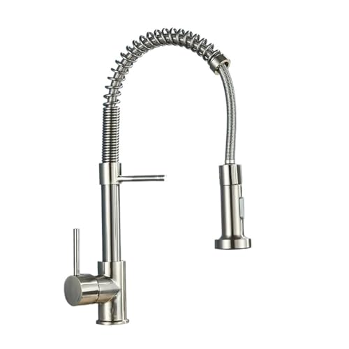 Brushed Nickel Kitchen Faucet Countertop Mount Mixer Faucet 360 Degree Swing Flow Sprayer Nozzle Kitchen Sink Hot and Cold Faucet (Color : Brushed Nickel A)