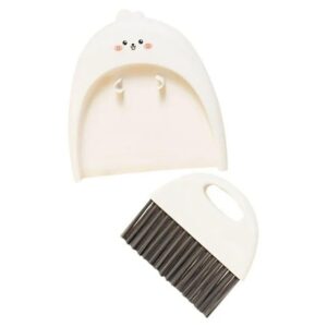 white mini dustpan and brush cleaner set, handheld broom dustpan brush cute animal style dustpan broom portable cleaning brush for table desk window gaps keyboard kitchen pets nest