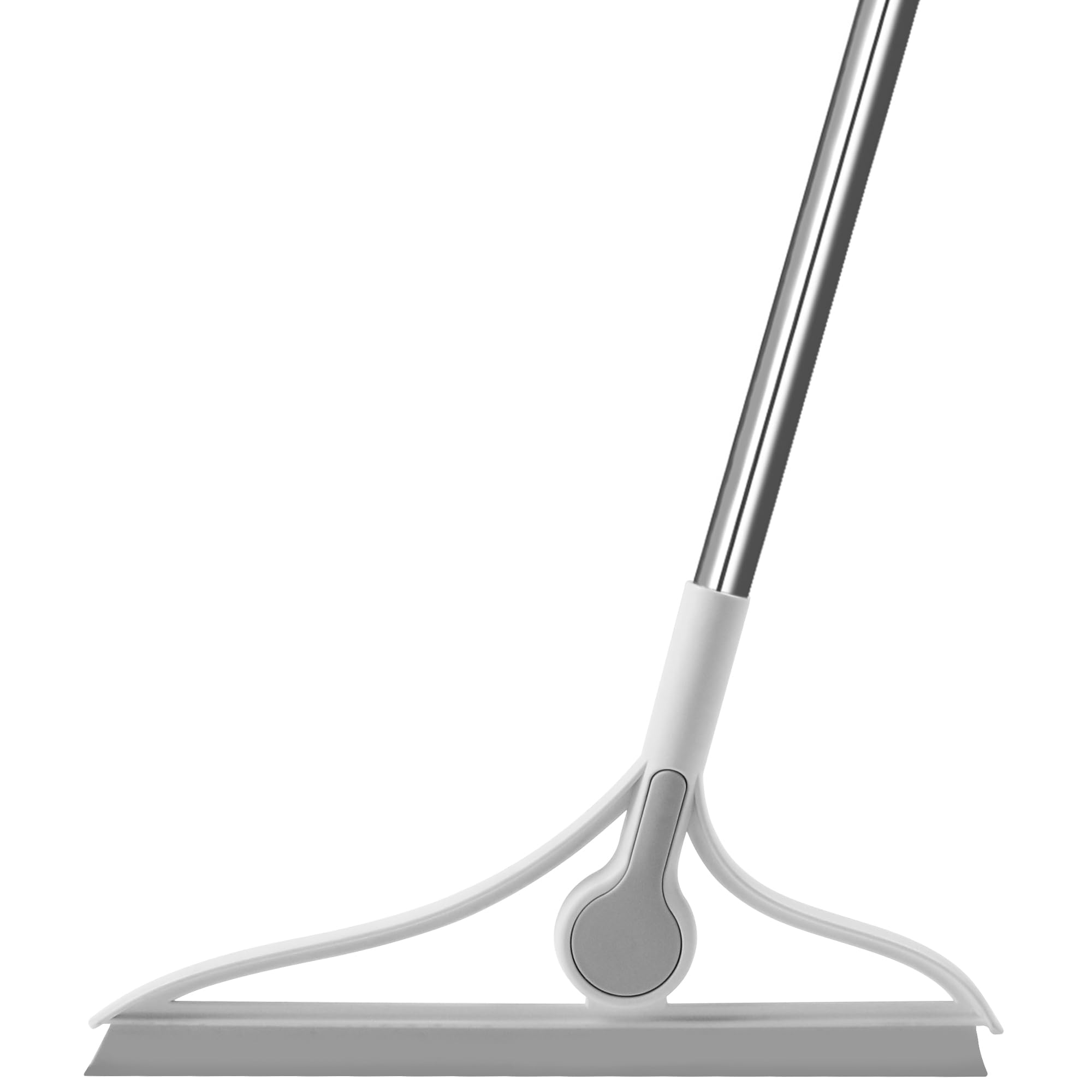 Silkyhouse Household Silicone Magic Broom, Multifunctional Squeegee Broom Sweeping Water and Pet Hair Sweeper with Extra-Long Adjustable Stainless Steel Handle for Floor, Glass, Tile(White-Gray)