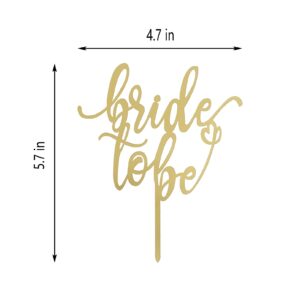 JIEEIN Bride to Be Cake Topper - Mirror Gold Acrylic - Sparkly Bridal Shower/Bachelorette Party Cake Topper