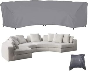 ucare curved sofa cover outdoor couch sectional protector waterproof half moon sofa set cover with windproof elastic cord for garden lawn indoor grey (89.7x45.6x33.8in/228x116x86cm)