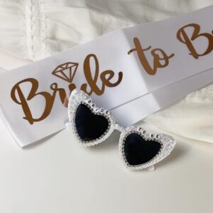 molchagar bride to be sash & bride sunglasses for bachelorette party decorations, bridal shower gift, wedding favors, bride, birdesmaid accessories