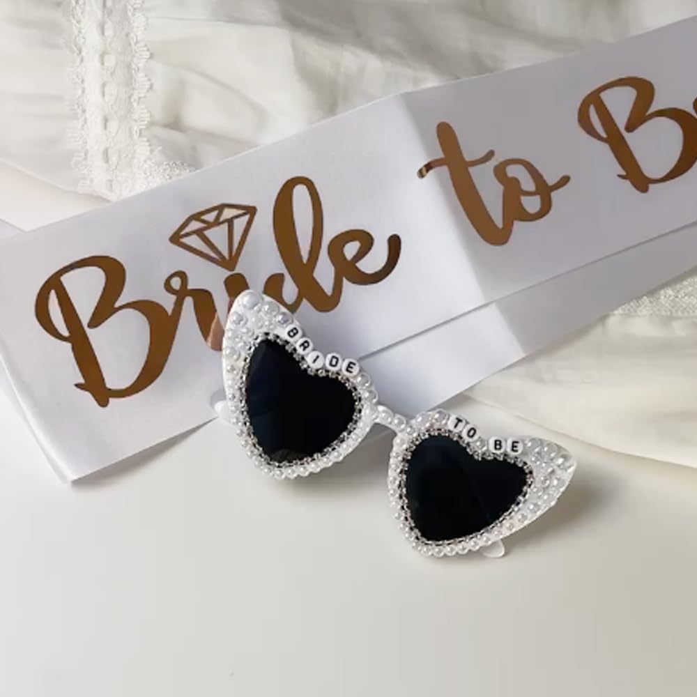 molchagar Bride to be Sash & Bride Sunglasses for Bachelorette Party Decorations, Bridal Shower Gift, Wedding Favors, Bride, Birdesmaid Accessories