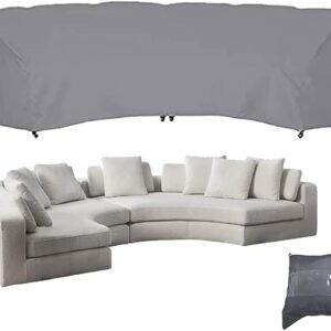 UCARE Curved Sofa Cover Outdoor Couch Sectional Protector Waterproof Half Moon Sofa Set Cover with Windproof Elastic Cord for Garden Lawn Indoor Grey (89.7x45.6x33.8in/228x116x86cm)