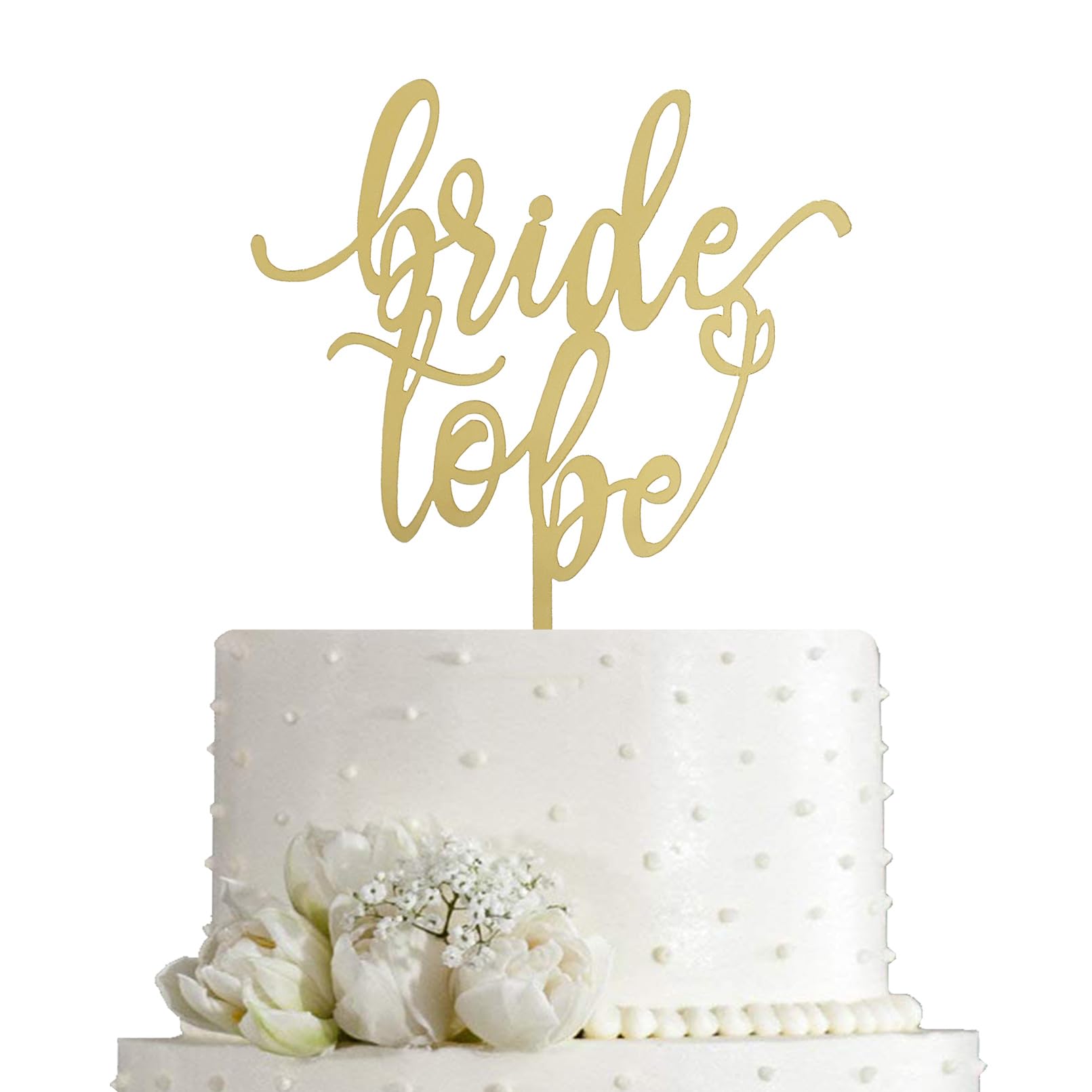 JIEEIN Bride to Be Cake Topper - Mirror Gold Acrylic - Sparkly Bridal Shower/Bachelorette Party Cake Topper