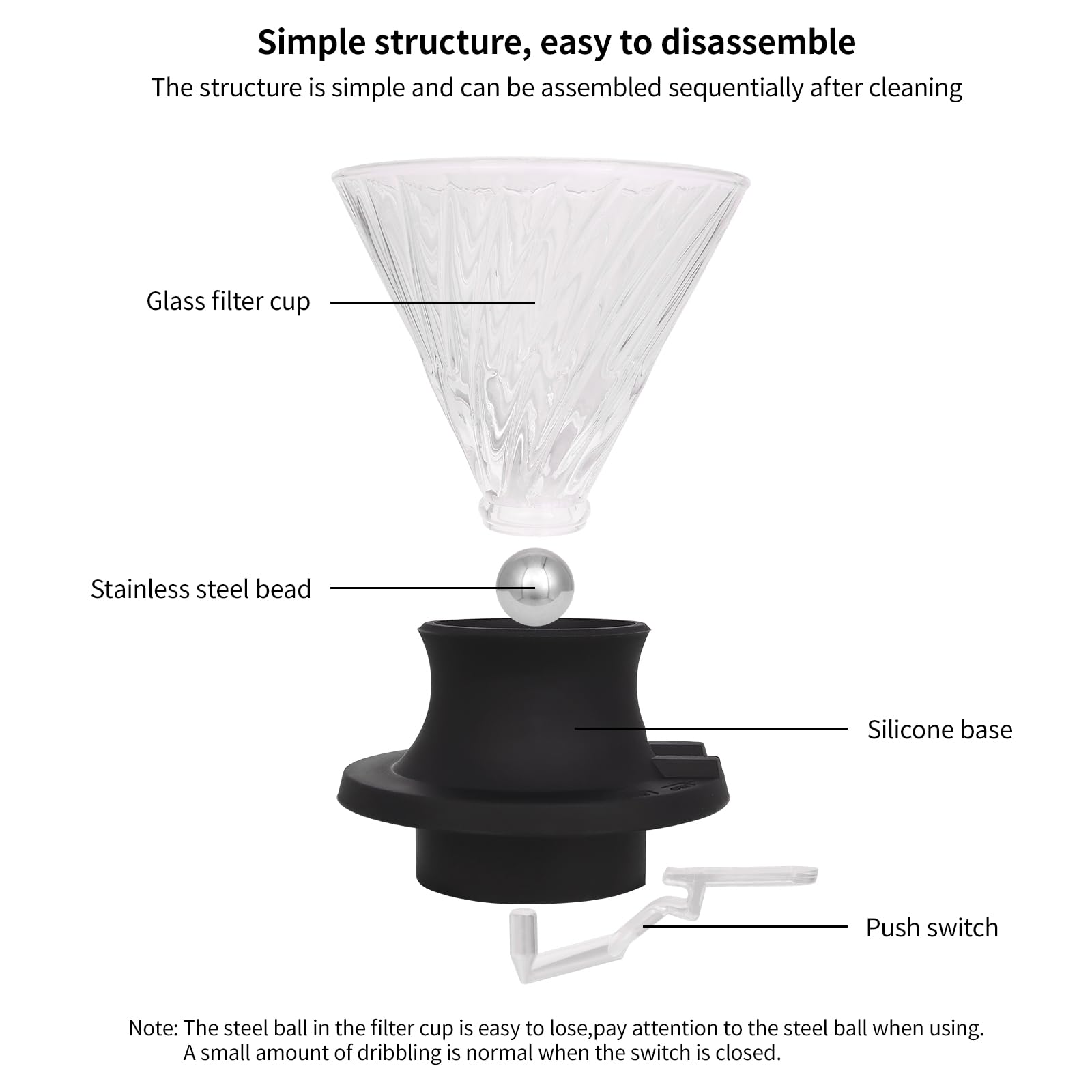 Lorpect Pour Over Coffee Maker, V60 Drip Filter with On/Off Switch Silicone Glass Filter with 360 pcs V60 Paper Filter, Borosilicate Glass Coffee Cup, 20 oz/600ml Drip Coffee Brewer