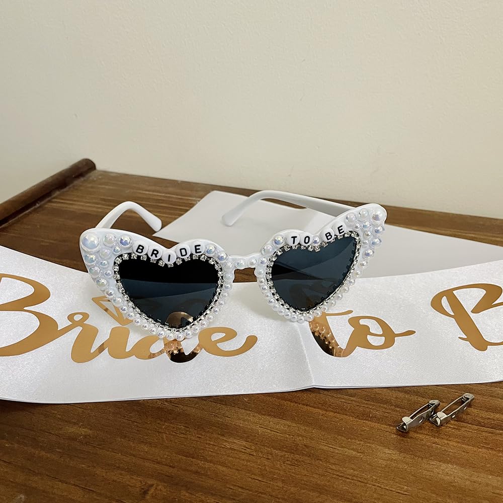 molchagar Bride to be Sash & Bride Sunglasses for Bachelorette Party Decorations, Bridal Shower Gift, Wedding Favors, Bride, Birdesmaid Accessories