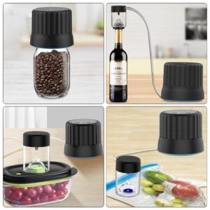 HiFan 3 in 1 Electric Vacuum Sealer, Jar Vacuum Sealer Kit with Wine Stopper for Wide & Regular Mouth Mason Jar/Wine Bottles/Sous Vide Bags/Zipper Bags/Container for FoodSaver (Black)