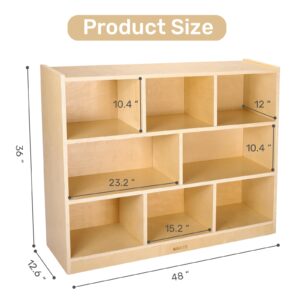 wingyz Wooden Storage Cabinet, 8-Section Kids Toy Storage Organizer, Spacious Montessori Kids Bookshelf, Toy Shelf Storage Organizer for Playroom Bedroom Classroom Nursery Study Room Living Room