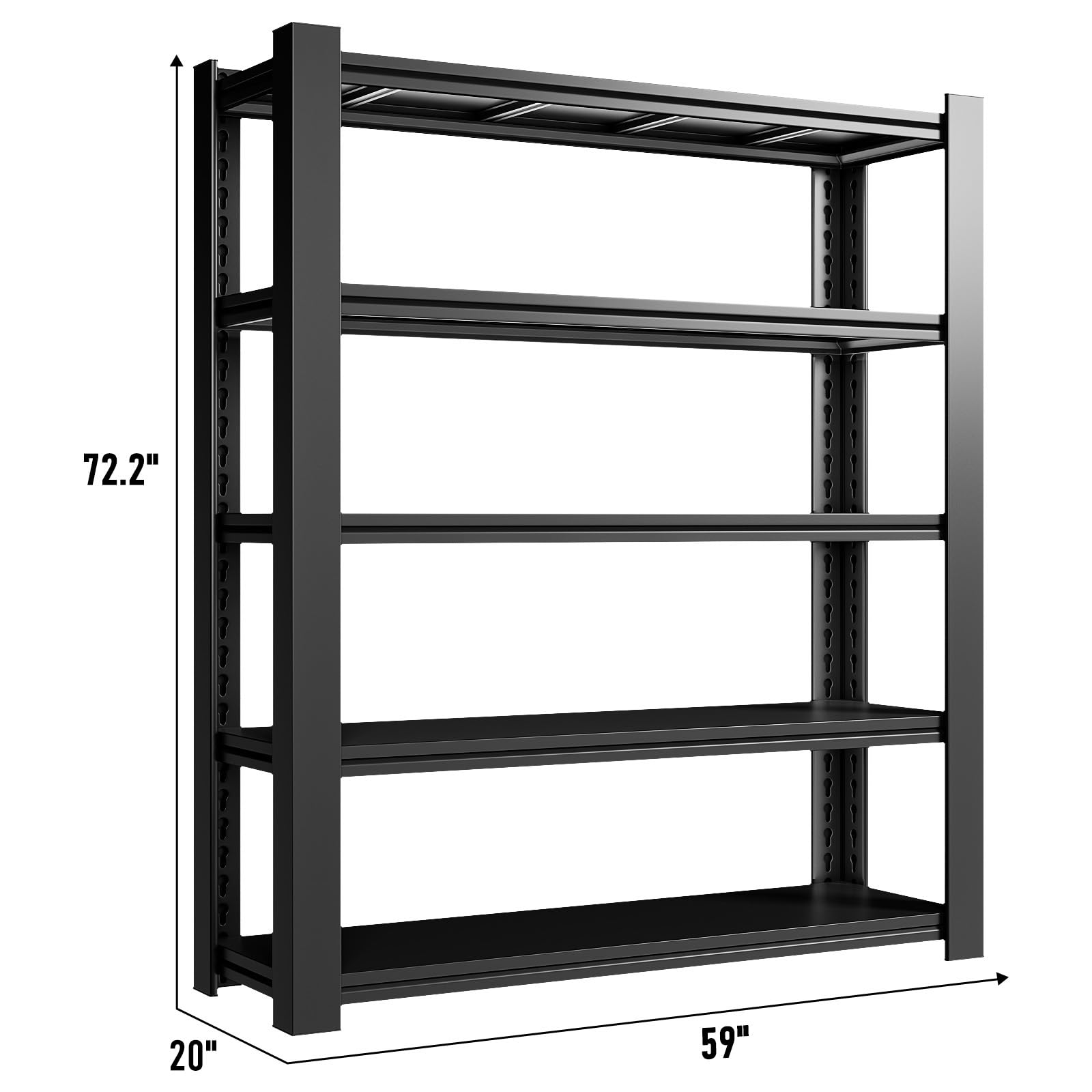 GEBAROW 72" H*50" W Garage Shelving, Industrial 5-Tier Metal Shelving Storage with Adjustable Garage Storage Rack, Shelving Utility Shelf Rack for Warehouse Shelving Storage