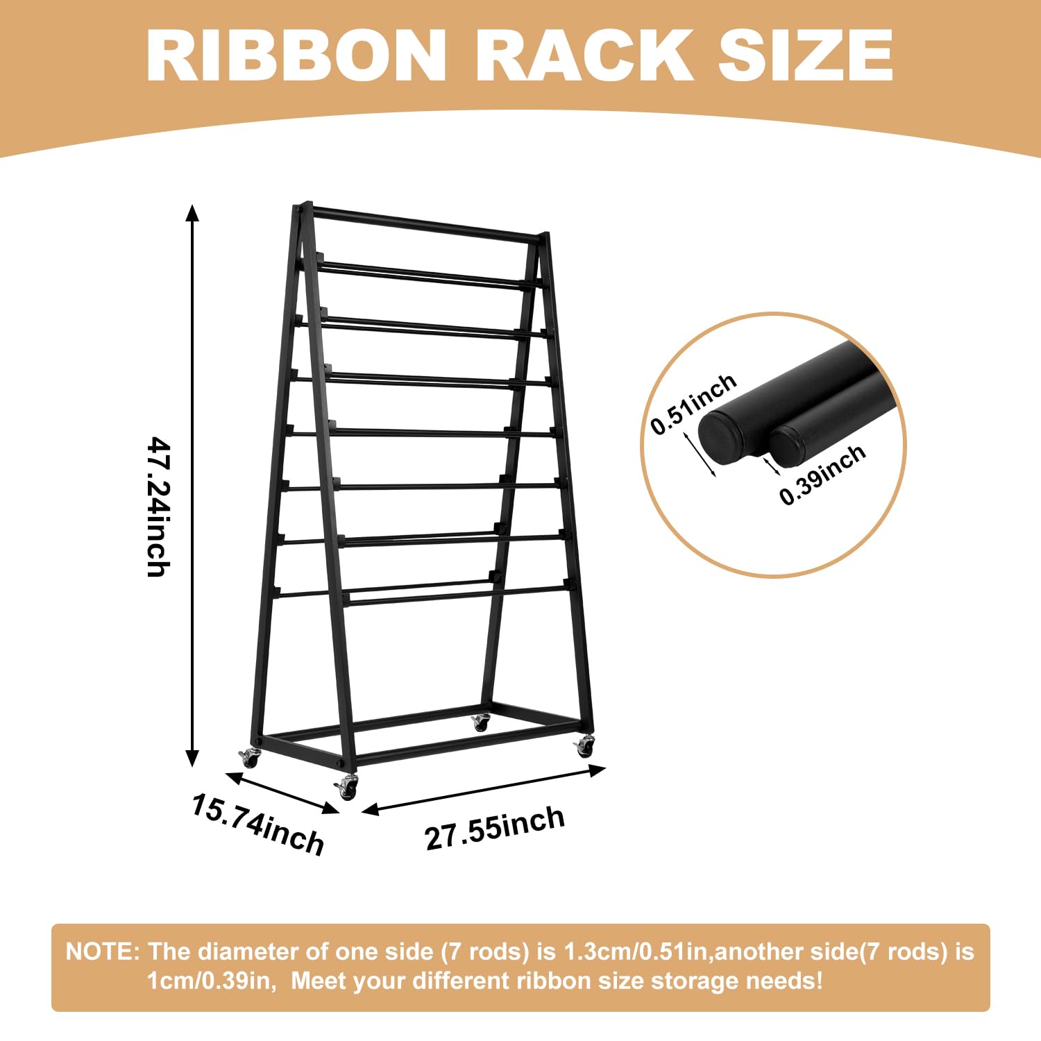 ikare Ribbon Holder,Ribbon Organizer,15 Tier Ribbon Holder Organizer Rack,Double-Sided Gift Wrapping Craft Ribbon Storage Shelf for Craft Room Cake Shop Flower Store,Black