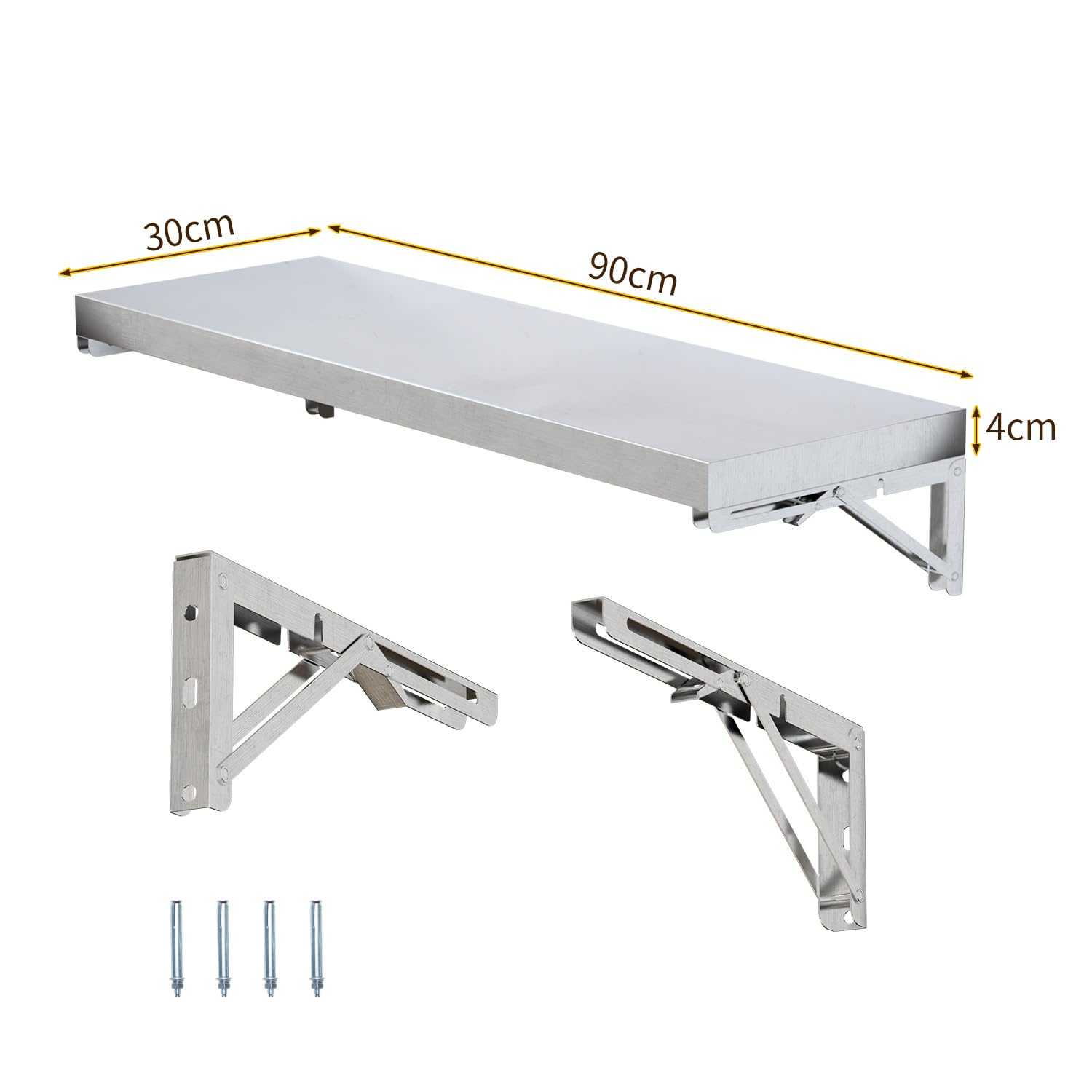 lukar Concession Shelf,Foldable Concession Shelf for Food Truck,Stainless Steel Folding Wall Shelf Food Shelf Stand Serving for Concession Windows,36" x 12"