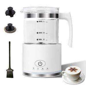 electric milk frother, 4 in 1 milk frother and steamer, milk steamer,16.9oz/500ml automatic warm and cold foam maker for coffee,latte, cappuccino, macchiato, hot chocolate, dishwasher safe (white)