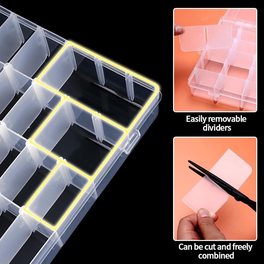 ZANZANYUHANG 36 Grids Clear Plastic Organizer Box, Craft Organizers and Storage, Bead Organizer with Adjustable Dividers, Jewelry Organizers and Storage for Beads, Fishing, DIY Crafts