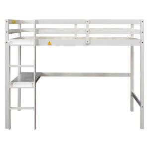 Anwick Wood Loft Bed Twin Size with Desk,Kids Loft Bed with Stairs and Rails for Toddlers Kids Teens Boys Girls,Solid Wood Salts Support,Noise-Free,Easy Assemble (White, Twin)