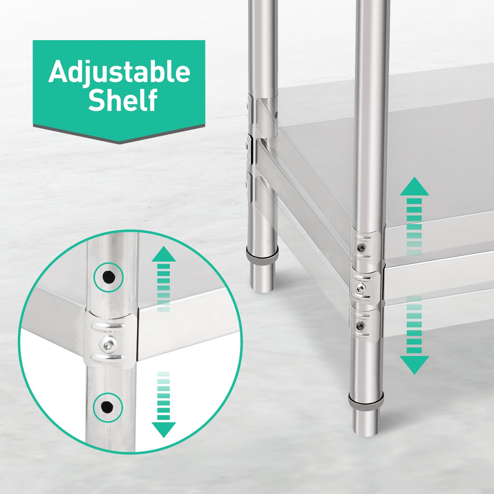 Stainless Steel Table for Prep & Work 48 x 30 x 35 Inch, Heavy Duty Metal Table Cart Worktable with Undershelf, Commercial Workstation for Restaurant, Home and Hotel, Silver