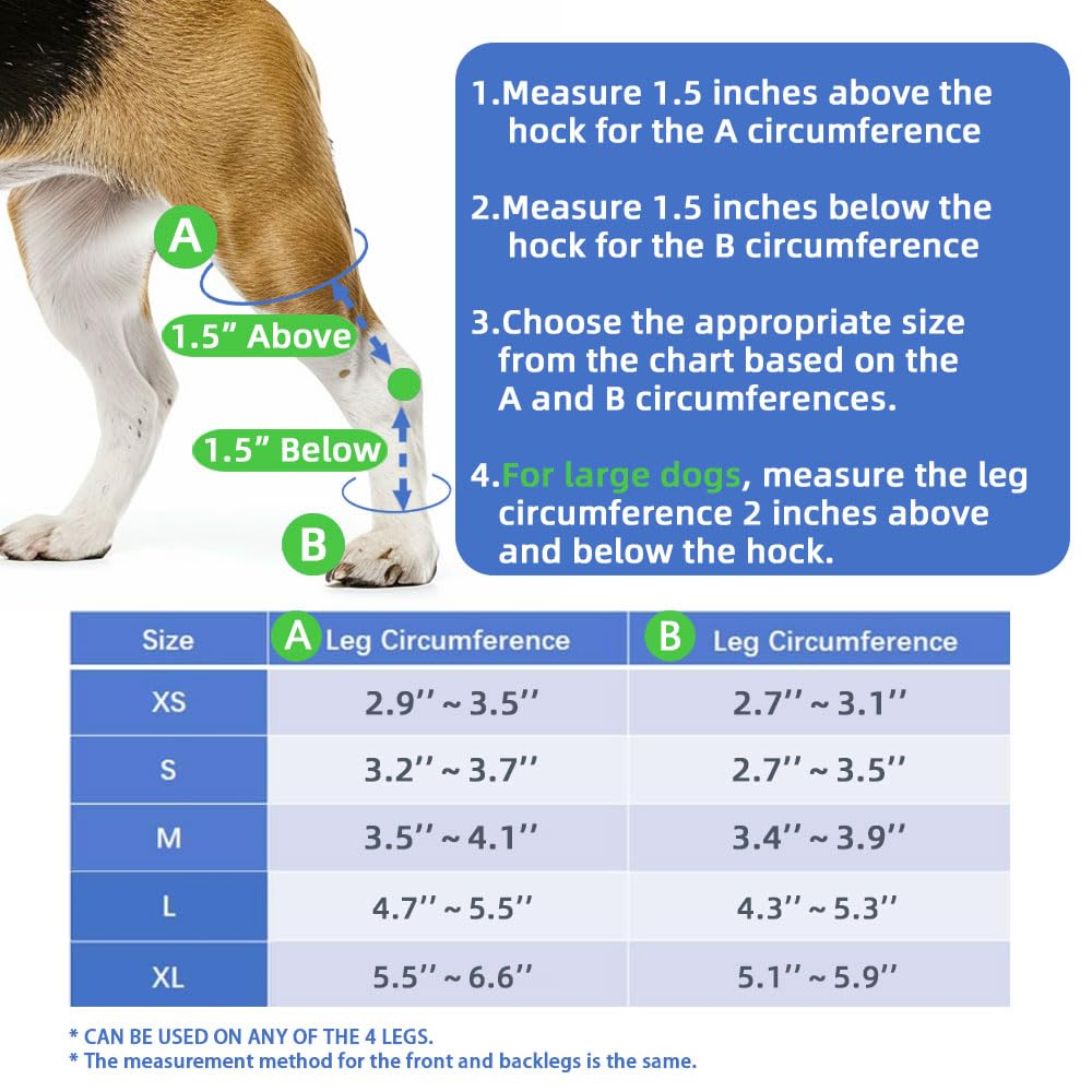 Dog Knee Brace for Torn ACL Hind Leg and Luxating Patella, Canine Rear Hock Joint Support, Joint Injury and Sprain Protection, Removable Design, Comes with 2 Spring Bars and 2 Steel Bars (XS Pair)