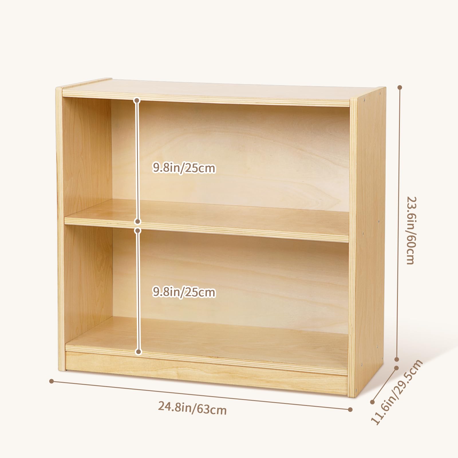 OOOK Montessori Toy Shelf, Kids Bookshelf and Toy Storage, Small Bookshelf for Kids, 2-Tier Wooden Storage Shelves for Classroom, Kindergarten, Kids Room, Playroom, Daycare Center and More.