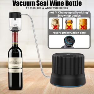 HiFan 3 in 1 Electric Vacuum Sealer, Jar Vacuum Sealer Kit with Wine Stopper for Wide & Regular Mouth Mason Jar/Wine Bottles/Sous Vide Bags/Zipper Bags/Container for FoodSaver (Black)