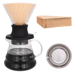 lorpect pour over coffee maker, v60 drip filter with on/off switch silicone glass filter with 360 pcs v60 paper filter, borosilicate glass coffee cup, 20 oz/600ml drip coffee brewer