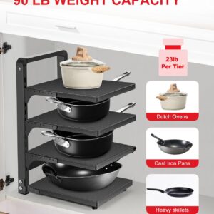 SIMPFIT Pots and Pans Organizer under Cabinet, Heavy Duty Pan Organizers for Cabinet & Counter, 4 Tier Adjustable Pan & Pot Rack for Kitchen Cabinet Organizers and Storage