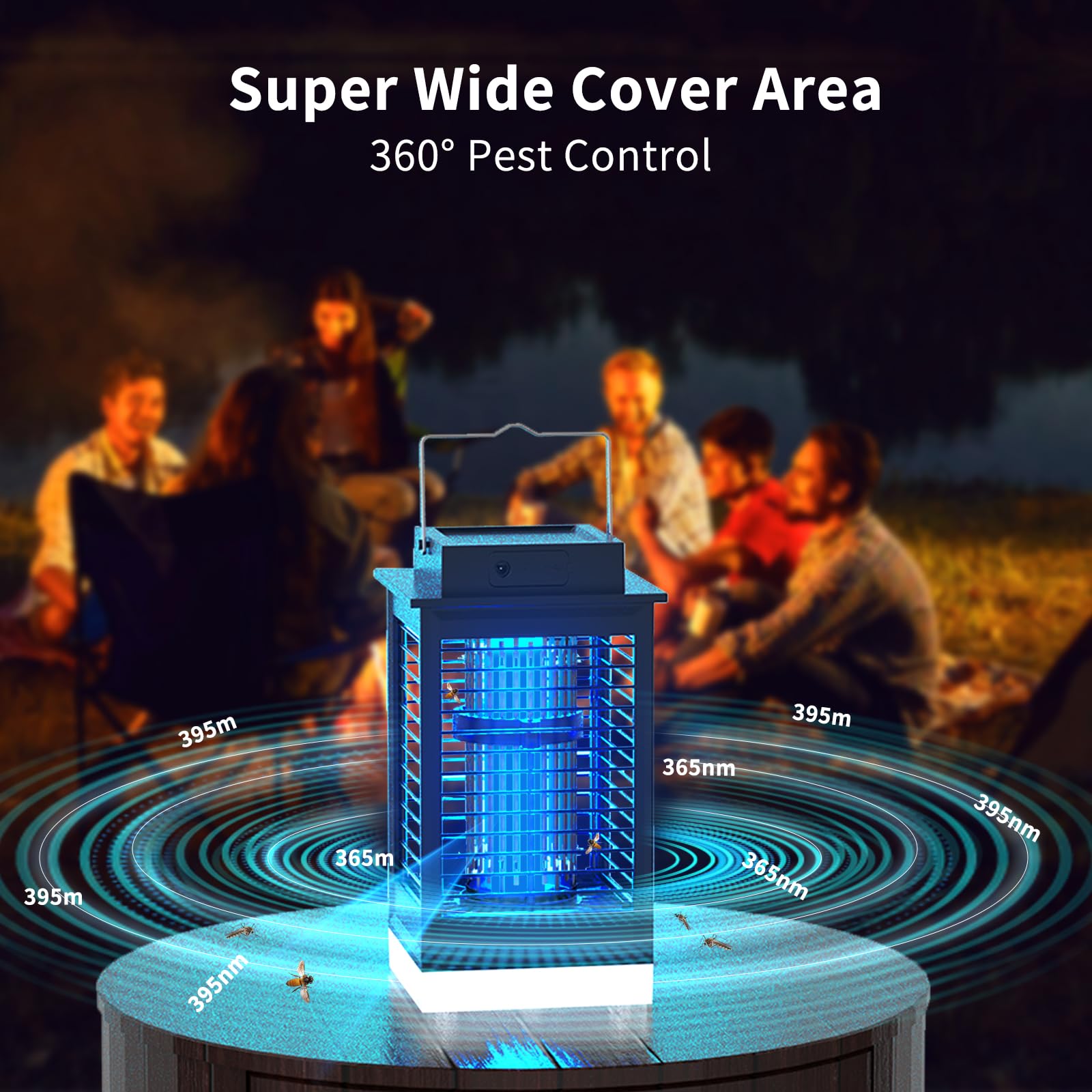 Solar Bug Zapper Outdoor 2024 Upgraded, Human Motion Sensor Mosquito Zapper, 4500V Rechargeable Fly Zapper, Electric Mosquito Killer with Light, 4 Modes Insect Zapper for Patio, Porch, Camping