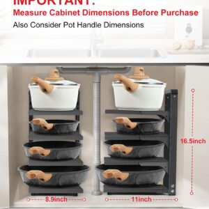 SIMPFIT Pots and Pans Organizer under Cabinet, Heavy Duty Pan Organizers for Cabinet & Counter, 4 Tier Adjustable Pan & Pot Rack for Kitchen Cabinet Organizers and Storage