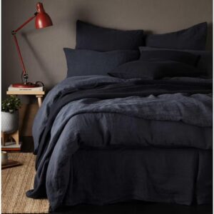 Generic Full Black Linen Duvet Cover Stone Washed Linen Duvet Cover Linen Duvet Cover King Queen Full Size Black Linen Bedding Bed Cover Set (King), Natural, RDR0055