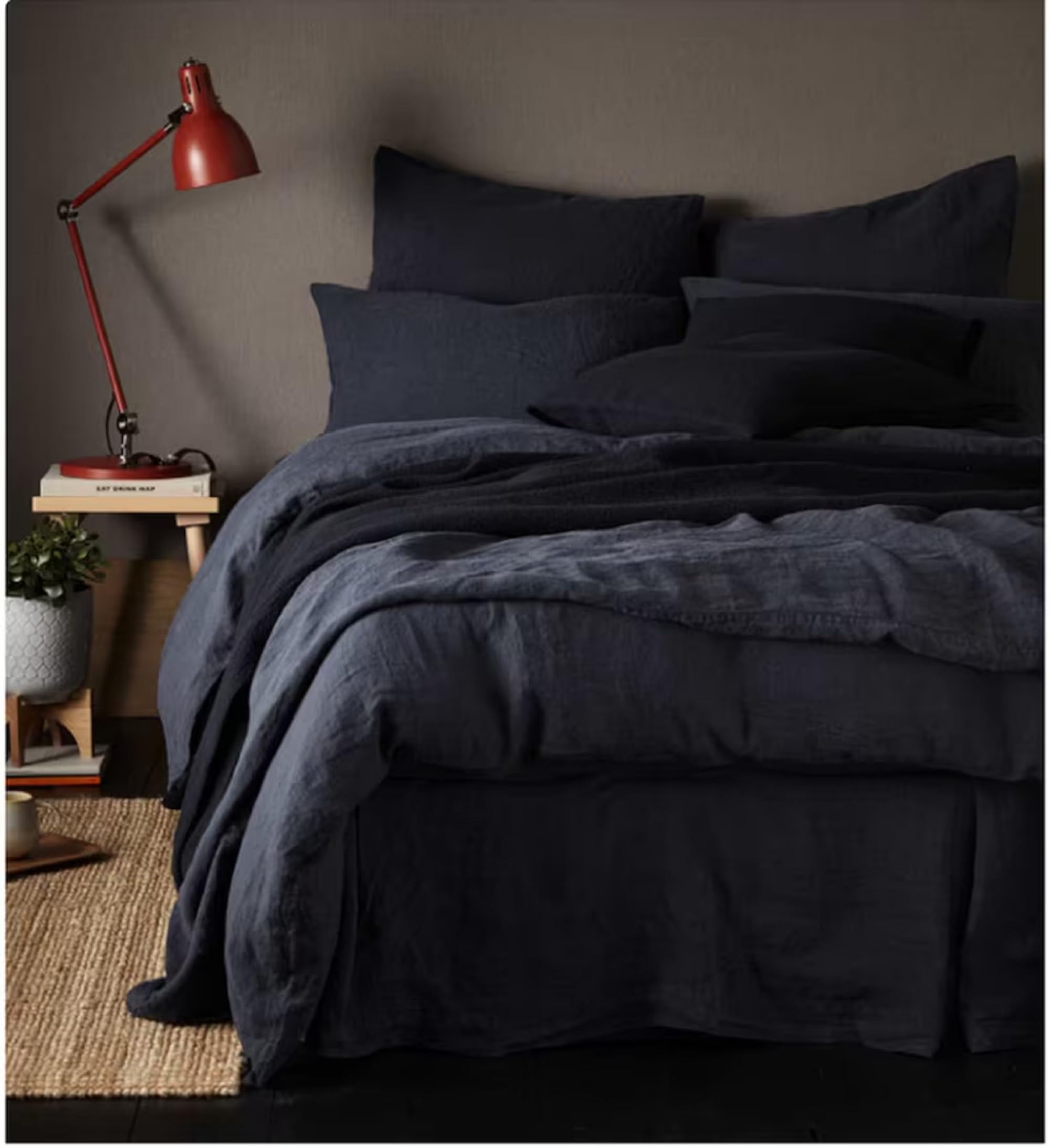 Generic Full Black Linen Duvet Cover Stone Washed Linen Duvet Cover Linen Duvet Cover King Queen Full Size Black Linen Bedding Bed Cover Set (King), Natural, RDR0055