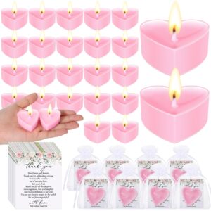 conelist 54 sets wedding favors for guests 54 heart shaped candles mini soywax tealight candles 54 thank you cards and 54 organza bags for wedding party favor gift decoration (pink)